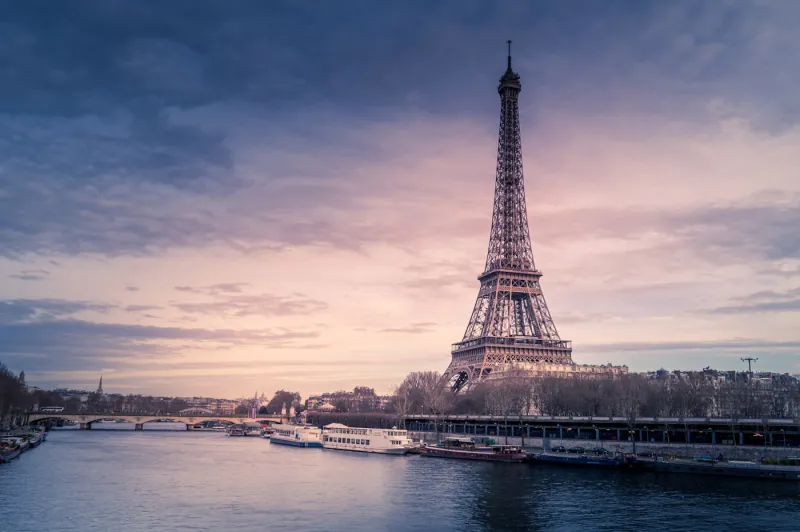 A famous European landmark on a clear day